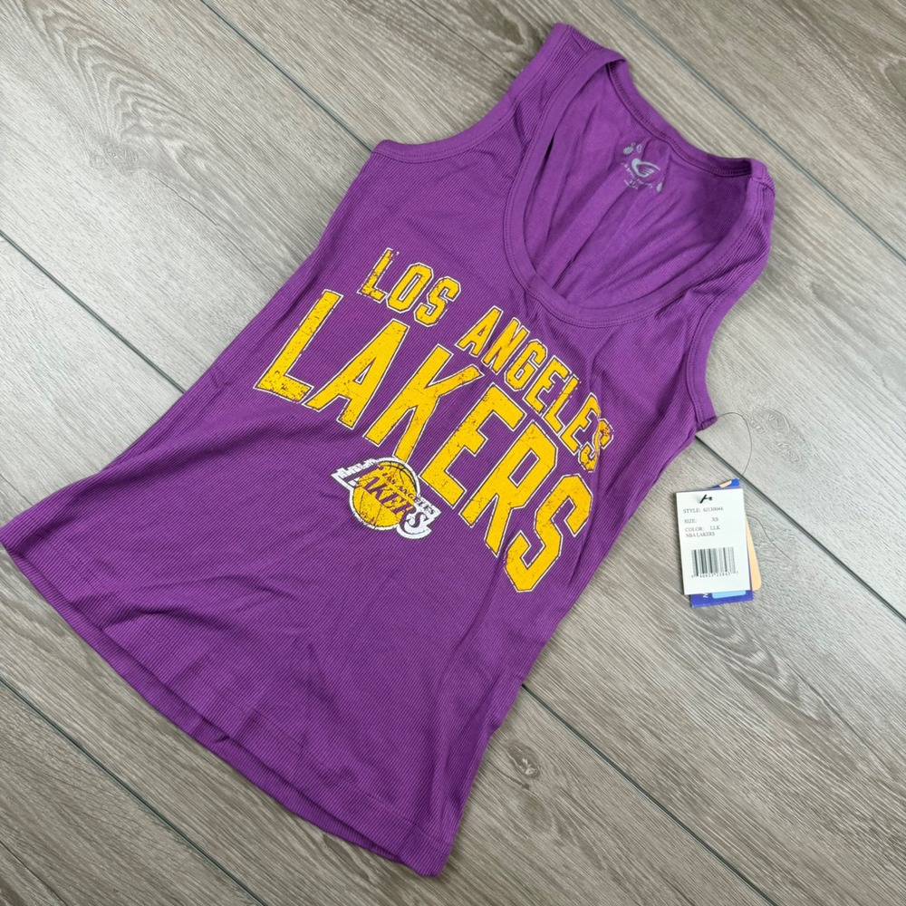 G-III Sports Womens Tank Top Los Angeles Lakers NBA Ribbed Purple XS
